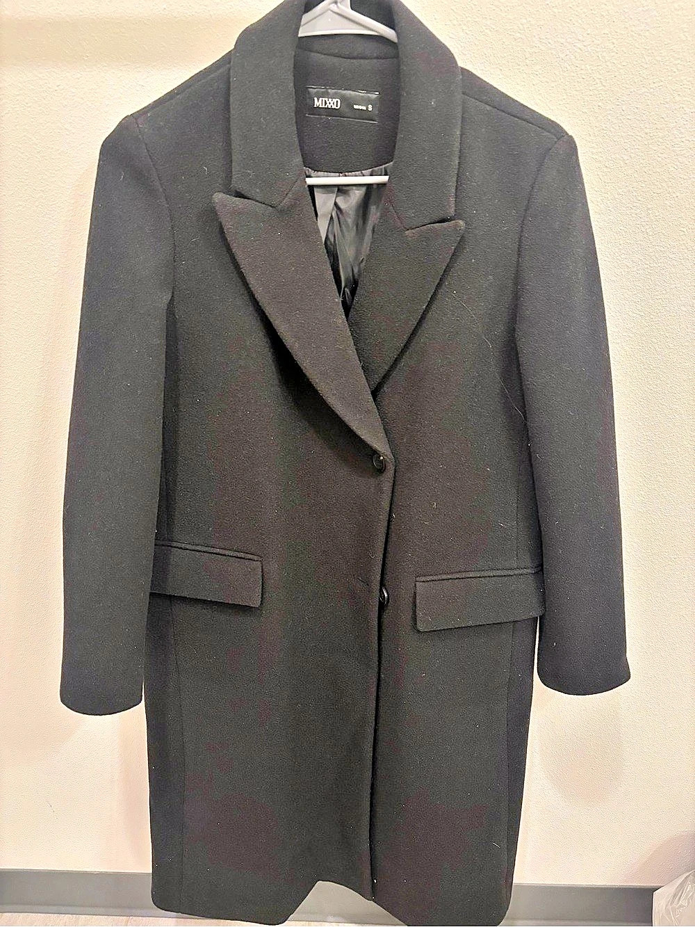 Black Korean Style Pea Coat Like New